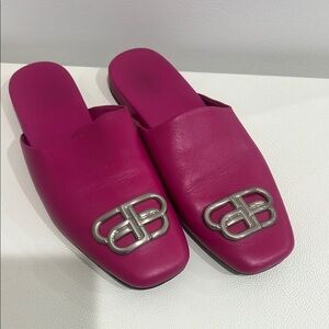 Balenciaga Women's Pink Leather Mules